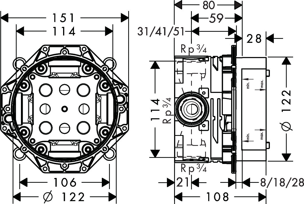 Hansgrohe-開關面板-Finoris ，76415000