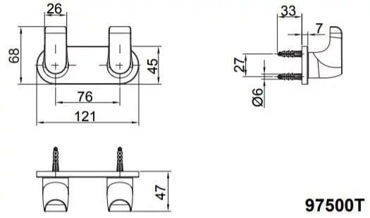 (限量5折出清)KOHLER 雙衣勾AVID，K-97500T