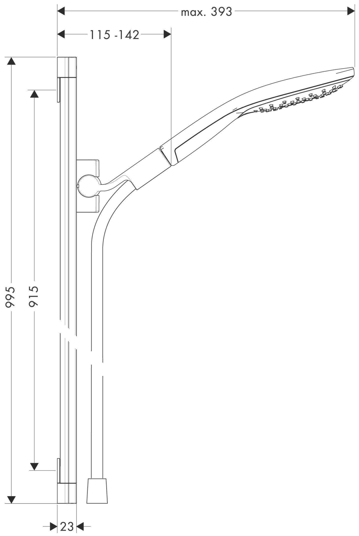 hansgrohe-升降桿三段式蓮篷頭組-Vivenis Raindance Select S，26626