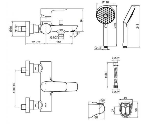 (限量6折出清)KOHLER-霧黑色浴缸龍頭-Aleo，K-25107T-4-2BL