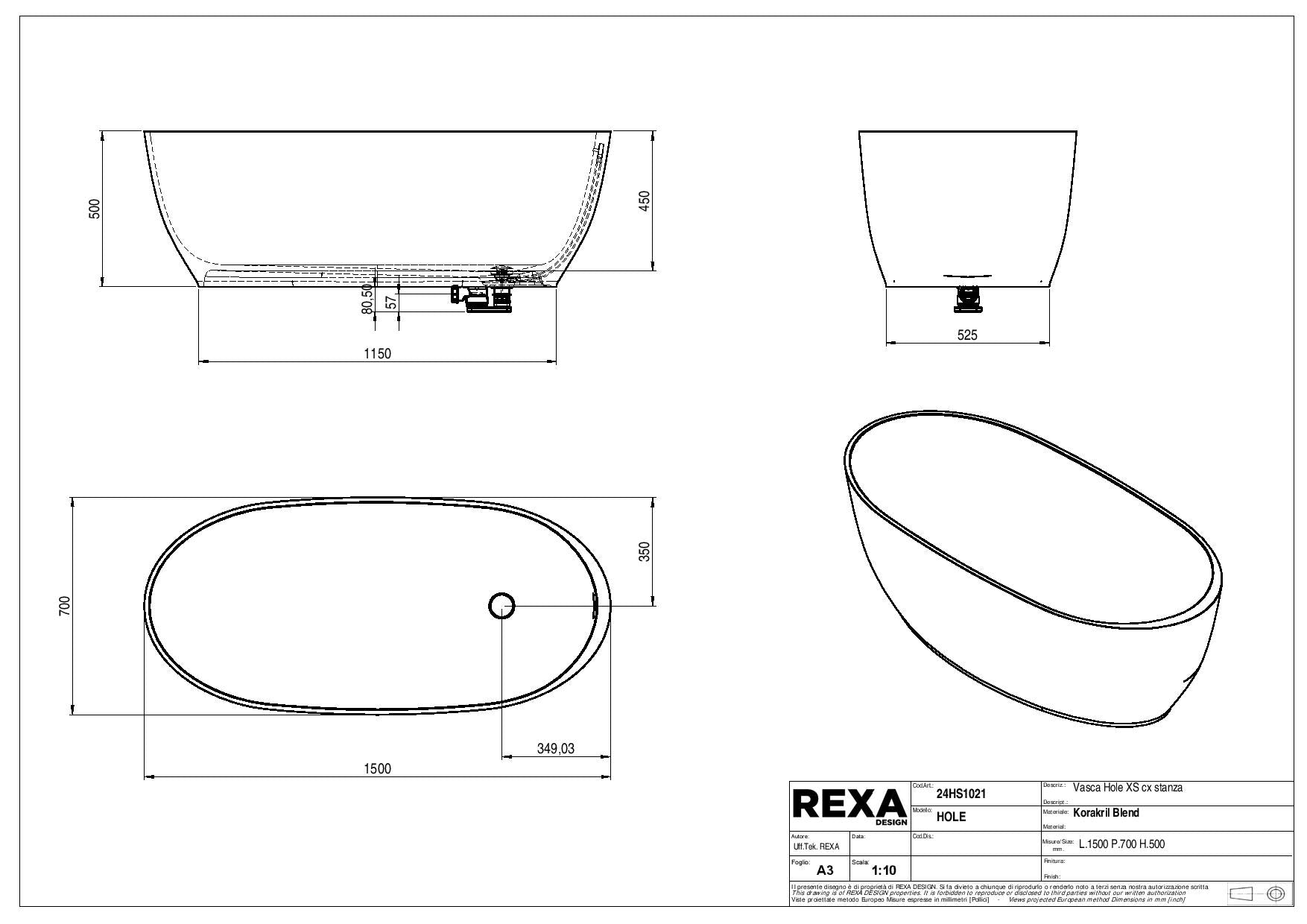 REXA- 獨立式浴缸-Hole XS，25HS1077-K31
