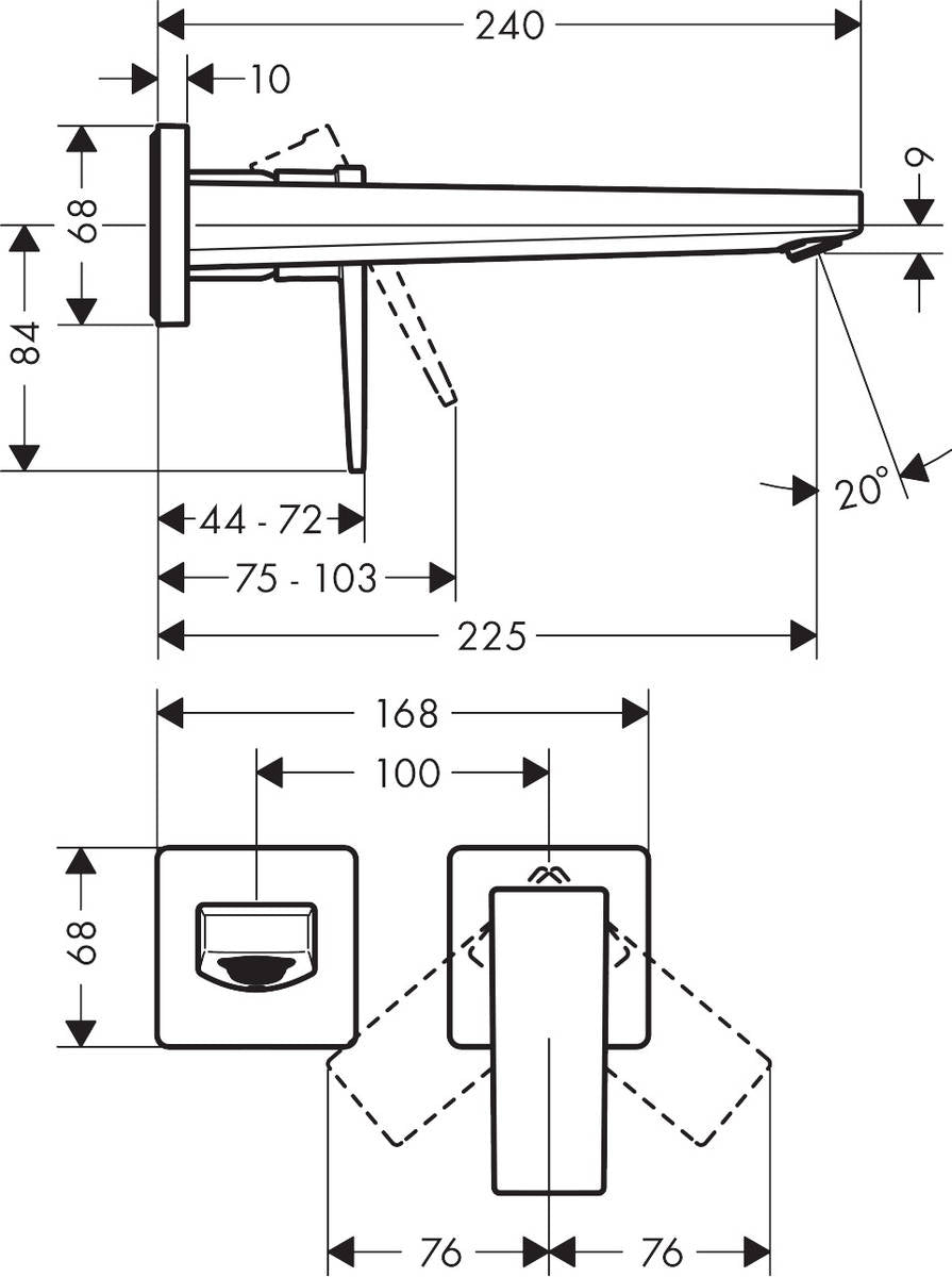 hansgrohe-附牆臉盆龍頭(霧黑)-Metropol，32526-67