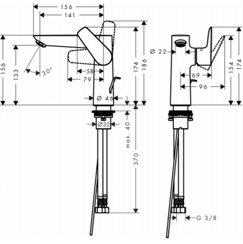 hansgrohe-單槍臉盆龍頭-Talis E，71754-670