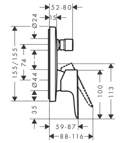 hansgrohe -二路開關/軸心-Talis E ，71745-670