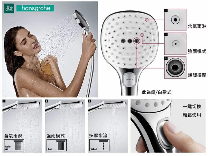 hansgrohe-65cm亞光黑升降桿組-Raindance Select E 120