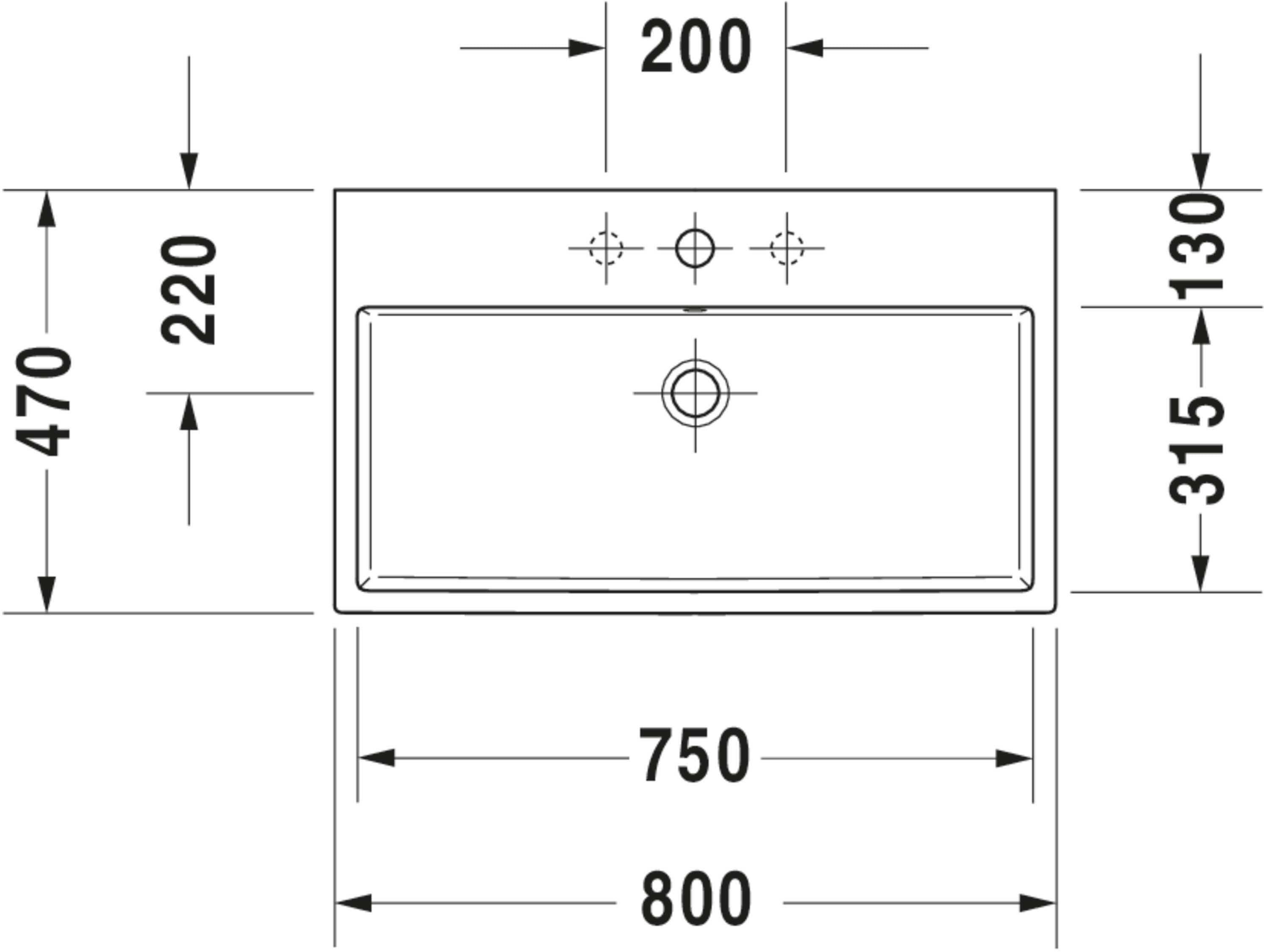 DURAVIT 80cm檯面懸掛兩用盆 Vero Air，2350800000