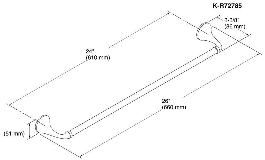 KOHLER-66cm毛巾桿-Elliston，K-72785T-CP