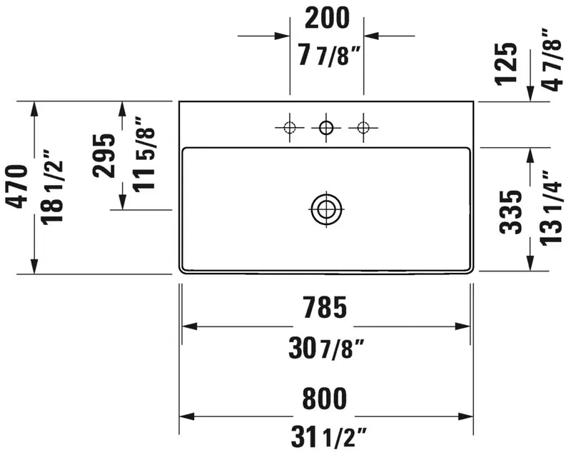 DURAVIT 80cm檯面懸掛兩用盆 Dura Square ，2353800041